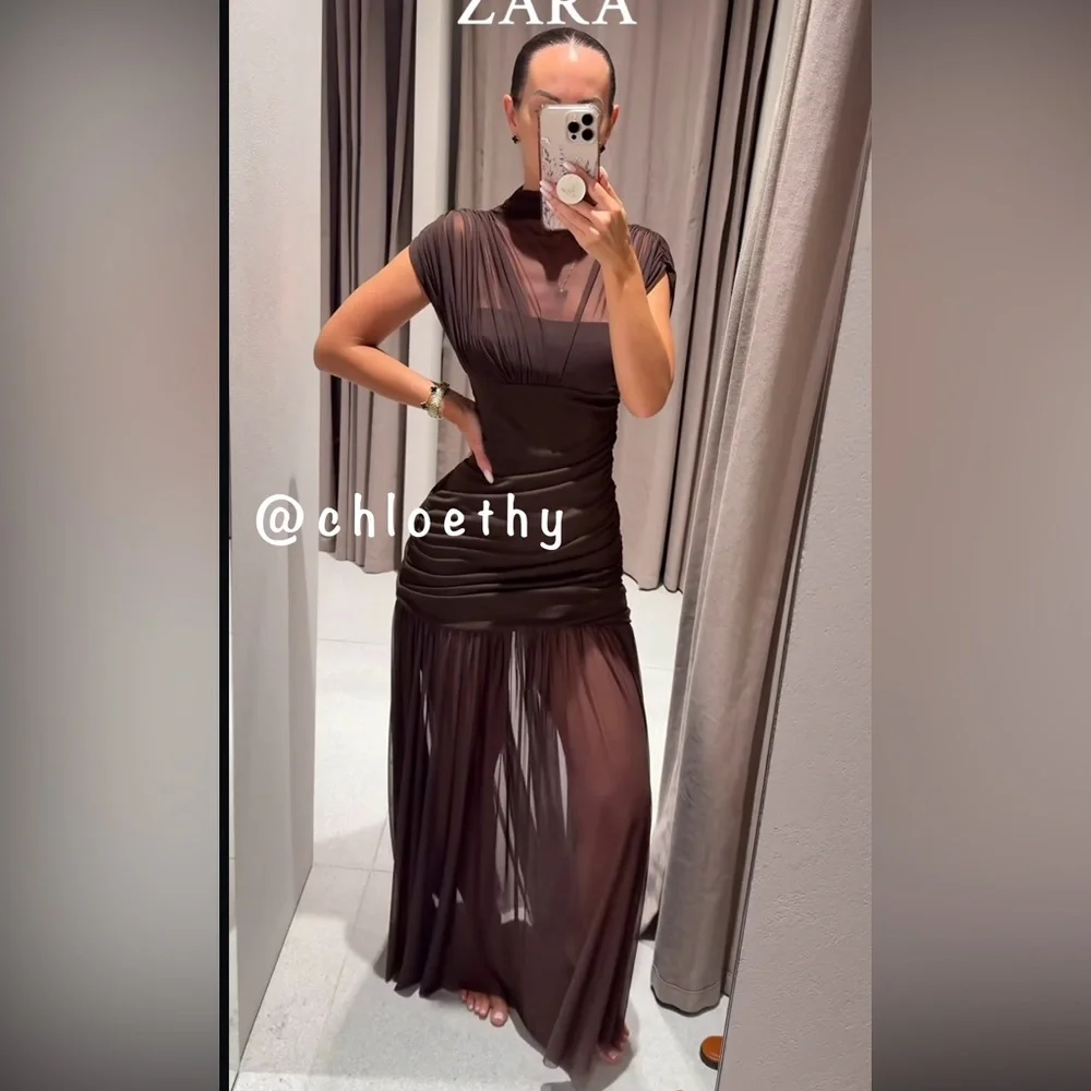 Zara Asymmetrical Brown Dress - Picture 10 of 10